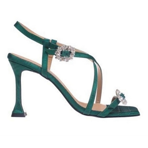 NWOT Ron White Women's Metallic Nicolette Crystal Buckle  Sandal size 361/2 - Picture 2 of 7